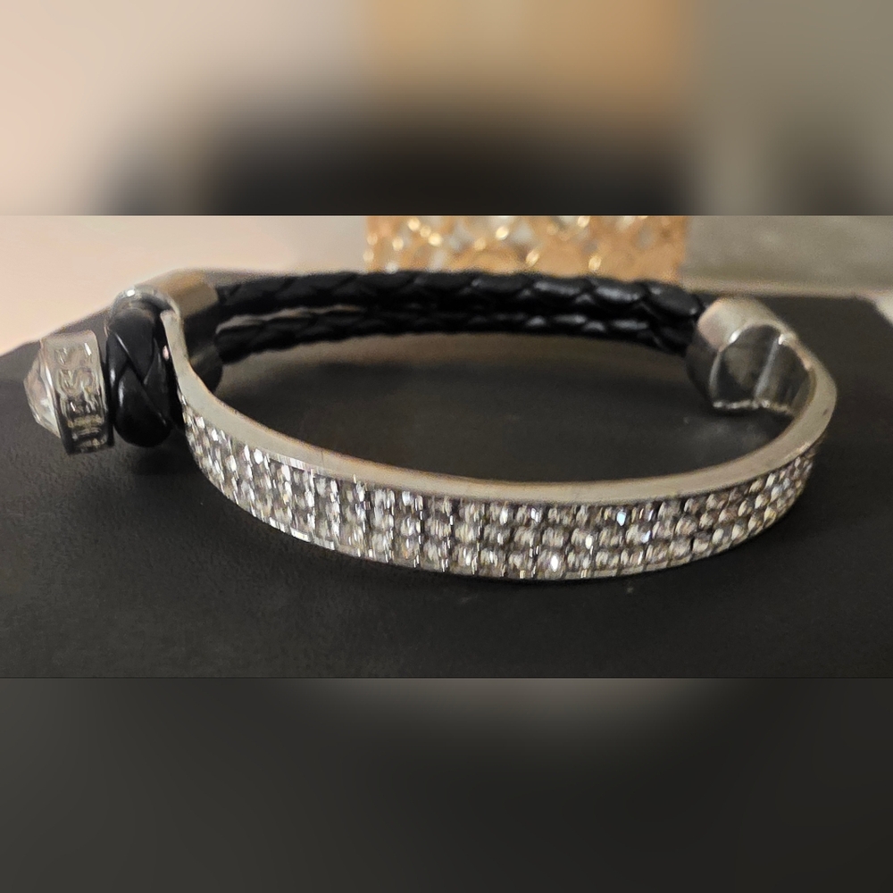 Guess Black and Silver Braided Bracelet